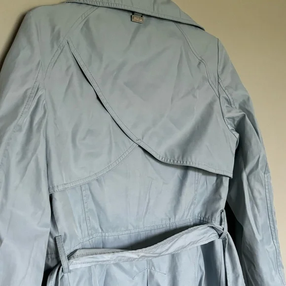 Laundry by Shelli Segal Trench Coat Size Small in Baby Blue Wrap Coat - Picture 2 of 12